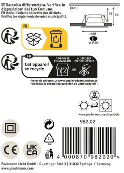 Spot encastré LED 3-Step-Dim Cole Coin Kit de 1 IP44 rond 88mm Coin 6W 470lm 230V gradable 2700K Argent mat