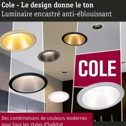 Spot encastré LED 3-Step-Dim Cole Coin Kit de 1 IP44 rond 88mm Coin 6W 470lm 230V gradable 2700K Argent mat