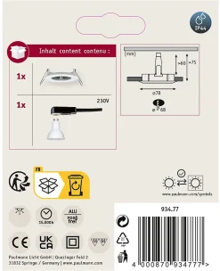 Spot encastré LED 3-Step-Dim Nova fixe IP44 rond 78mm GU10 6,5W 460lm 230V gradable 2700K Blanc dépoli