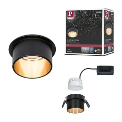 Spot encastré LED 3-Step-Dim Gil Coin IP44 rond 68mm Coin 6W 470lm 230V gradable 2700K Noir mat Doré