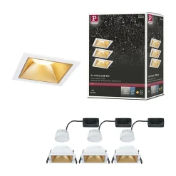 Spot encastré LED 3-Step-Dim Cole Coin Kit de 3 IP44 carré 88x88mm Coin 3x6W 3x470lm 230V gradable 2700K Blanc Doré mat