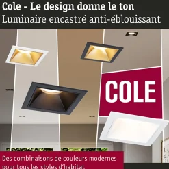 Spot encastré LED 3-Step-Dim Cole Coin Kit de 3 IP44 carré 88x88mm Coin 3x6W 3x470lm 230V gradable 2700K Blanc Doré mat