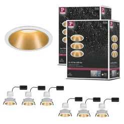 Spot encastré LED 3-Step-Dim Cole Coin Kit de 6 IP44 rond 88mm Coin 6x6W 6x460lm 230V gradable 2700K Blanc Doré mat