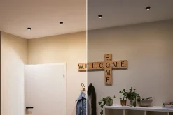 Spot encastré LED 3-Step-Dim Gil Coin IP44 rond 68mm Coin 6W 470lm 230V gradable 2700K Noir mat Acier brossé