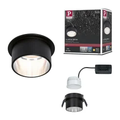 Spot encastré LED 3-Step-Dim Gil Coin IP44 rond 68mm Coin 6W 470lm 230V gradable 2700K Noir mat Acier brossé