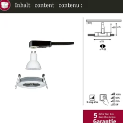 Spot encastré LED 3-Step-Dim Nova IP44 rond 78mm GU10 6,5W 460lm 230V gradable 2700K Alu tourné