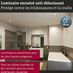 Spot encastré LED 3-Step-Dim Cole Coin Kit de 1 IP44 carré 88x88mm Coin 6W 470lm 230V gradable 2700K Noir Doré mat