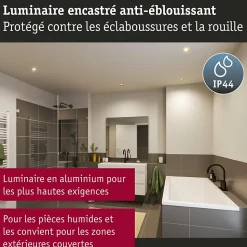 Spot encastré LED 3-Step-Dim Cole Coin Kit de 1 IP44 carré 88x88mm Coin 6W 470lm 230V gradable 2700K Blanc Doré mat