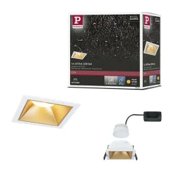 Spot encastré LED 3-Step-Dim Cole Coin Kit de 1 IP44 carré 88x88mm Coin 6W 470lm 230V gradable 2700K Blanc Doré mat