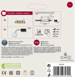 Spot encastré LED 3-Step-Dim Cole Coin Kit de 1 IP44 carré 88x88mm Coin 6W 470lm 230V gradable 2700K Blanc Doré mat
