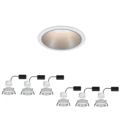 Spot encastré LED 3-Step-Dim Cole Coin Kit de 6 IP44 rond 88mm Coin 6x6W 6x470lm 230V gradable 2700K Blanc Argent mat