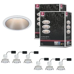 Spot encastré LED 3-Step-Dim Cole Coin Kit de 6 IP44 rond 88mm Coin 6x6W 6x470lm 230V gradable 2700K Blanc Argent mat