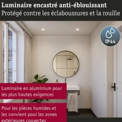 Spot encastré LED 3-Step-Dim Cole Coin Kit de 3 IP44 rond 88mm Coin 3x6W 3x470lm 230V gradable 2700K Blanc