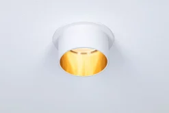 Spot encastré LED 3-Step-Dim Gil Coin IP44 rond 68mm Coin 6W 470lm 230V gradable 2700K Blanc dépoli Doré