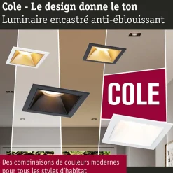 Spot encastré LED 3-Step-Dim Cole Coin Kit de 1 IP44 carré 88x88mm Coin 6W 470lm 230V gradable 2700K Blanc