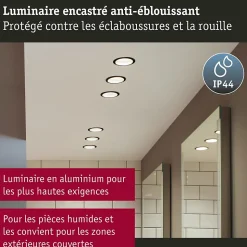 Spot encastré LED 3-Step-Dim Cole Coin Kit de 6 IP44 rond 88mm Coin 6x6W 6x470lm 230V gradable 2700K Noir Argent mat