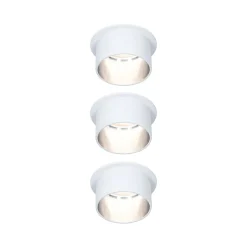 Spot encastré LED 3-Step-Dim Gil Coin Kit de base IP44 rond 68mm Coin 3x6W 3x470lm 230V gradable 2700K Blanc dépoli Acier brossé