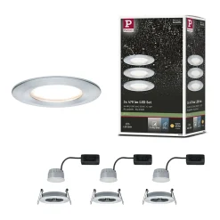 Spot encastré LED 3-Step-Dim Nova Coin Kit de base fixe IP44 rond 78mm Coin 3x6W 3x470lm 230V gradable 2700K Alu tourné
