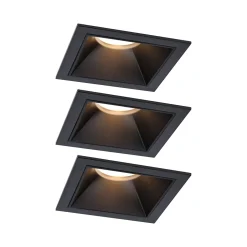Spot encastré LED 3-Step-Dim Cole Coin Kit de 3 IP44 carré 88x88mm Coin 3x6W 3x470lm 230V gradable 2700K Noir