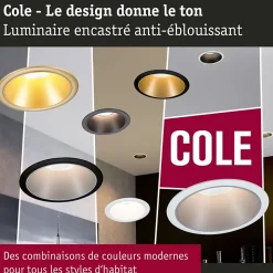 Spot encastré LED 3-Step-Dim Cole Coin Kit de 1 IP44 rond 88mm Coin 6W 470lm 230V gradable 2700K Doré mat