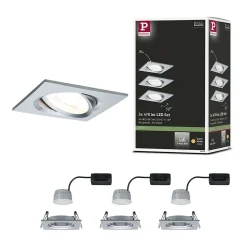 Spot encastré LED 3-Step-Dim Nova Coin Kit de base orientable carré 84x84mm 50 Coin 3x6W 3x470lm 230V gradable 2700K Alu tourné