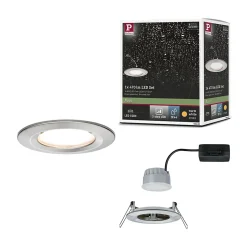 Spot encastré LED 3-Step-Dim Nova Coin fixe IP44 rond 78mm Coin 6W 470lm 230V gradable 2700K Acier brossé