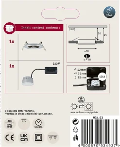 Spot encastré LED 3-Step-Dim Nova Coin fixe IP44 rond 78mm Coin 6W 470lm 230V gradable 2700K Acier brossé