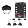 Spot encastré LED 3-Step-Dim Gil Coin Kit de base IP44 rond 68mm Coin 3x6W 3x470lm 230V gradable 2700K Noir mat Acier brossé