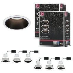 Spot encastré LED 3-Step-Dim Cole Coin Kit de 6 IP44 rond 88mm Coin 6x6W 6x470lm 230V gradable 2700K Blanc Noir mat