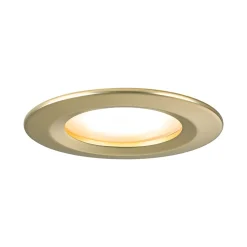 Spot encastré LED 3-Step-Dim Nova Coin Kit de base fixe IP44 rond 74mm Coin 3x6W 3x470lm 230V gradable 2700K Doré mat