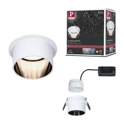 Spot encastré LED 3-Step-Dim Gil Coin IP44 rond 68mm Coin 6W 470lm 230V gradable 2700K Blanc dépoli Noir mat