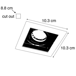 Spot encastré moderne blanc avec noir réglable - Carree