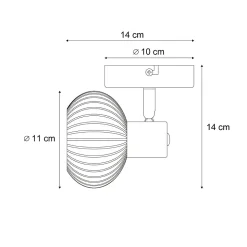 Spot encastré moderne doré avec verre ambré rond - Teddy