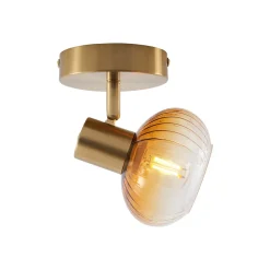 Spot encastré moderne doré avec verre ambré rond - Teddy