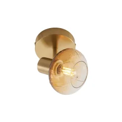 Spot encastré moderne doré avec verre ambré rond - Teddy