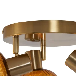 Spot encastré moderne doré avec verre ambré rond 3 lumières - Teddy