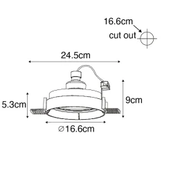 Spot encastré moderne noir GU10 AR111 rond sans bordure - Oneon