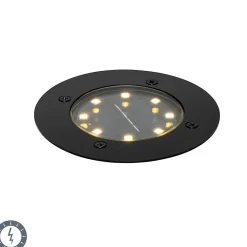 Spot encastré moderne noir avec LED solaire IP65 - Terry