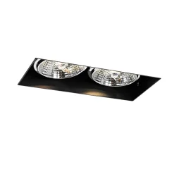 Spot encastré moderne noir GU10 AR70 sans bordure 2 lumières - Oneon