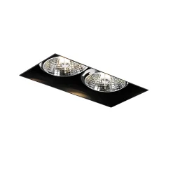 Spot encastré moderne noir GU10 AR70 sans bordure 2 lumières - Oneon
