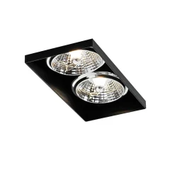 Spot encastré moderne noir GU10 AR70 sans bordure 2 lumières - Oneon