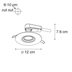 Spot encastré moderne noir 12 cm - Buco