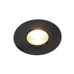 Spot encastré moderne noir rond IP44 - Xena