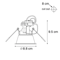 Spot encastré moderne noir avec or orientable et inclinable - Alloy