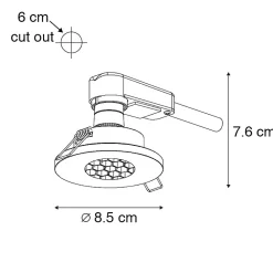 Spot encastré moderne pour salle de bain noir IP54 - Shed Honey