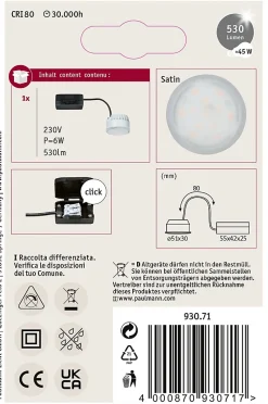 Spot encastré modulaire LED Nova Coin rond 51mm Coin 6W 530lm 230V 4000K Satiné