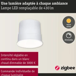 Spot encastré modulaire LED Smart Home Zigbee 3.0 Base Coin Kit de 1 rond 50mm Coin 4,9W 430lm 230V gradable 3000K Satiné