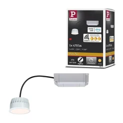 Spot encastré modulaire LED Smart Home Zigbee 3.0 Blanc chaud Coin Kit de 1 rond 51mm Coin 6W 470lm 230V gradable 2700K Satiné