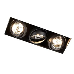 Spot encastré noir GU10 AR70 sans bordure 3 lumières - Oneon