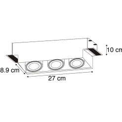 Spot encastré noir orientable et rotatif sans bordure 3 lumières - Oneon